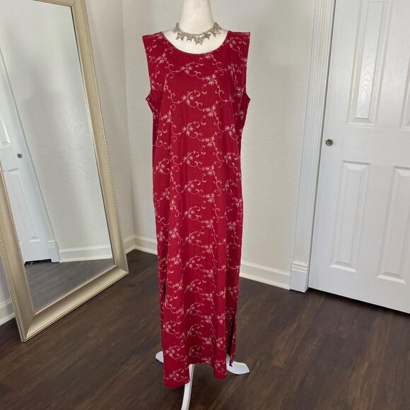 Romantic Linen Flower Embroidered Midi Maxi Dress L Jane Ashley - Picture 4 of 7
